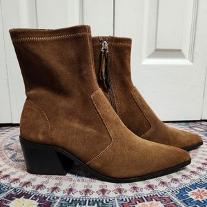 Zara Brown Leather Ankle Boots